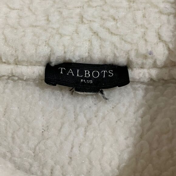 Talbots Women’s Plus Cream White Fluffy Fall Winter Casual Jacket Sz-XXXL - Picture 4 of 6